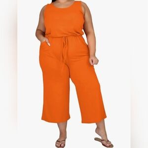 TOPSRANI Womens Plus Size 5X 2 Piece Wide Leg Crop Pants Set